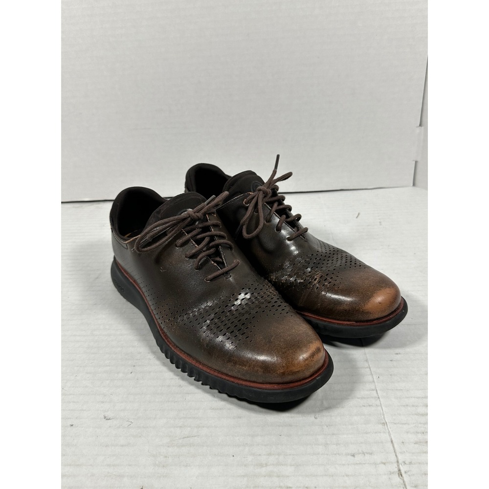 Cole Haan Zerogrand Mens 8M Brown Leather Wingtip Oxford Shoes C37086 Business